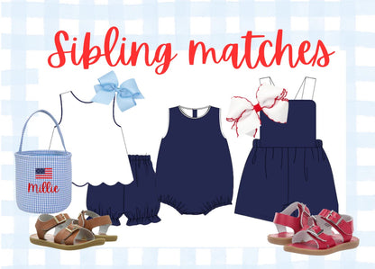 PATRIOTIC GIRL BOW BACK SCALLOPED SET