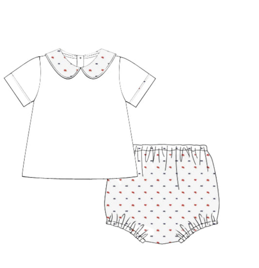 PATRIOTIC SWISS DOT DIAPER SET