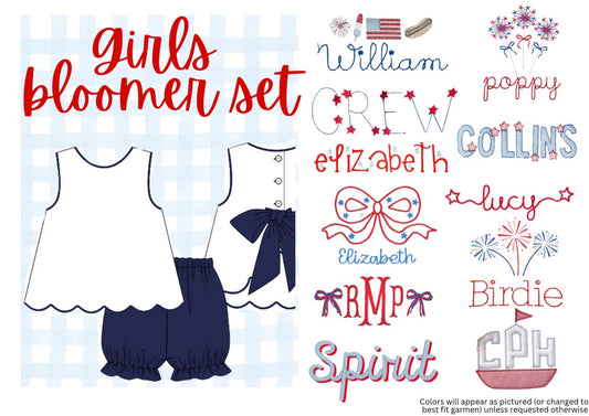 PATRIOTIC GIRL BOW BACK SCALLOPED SET