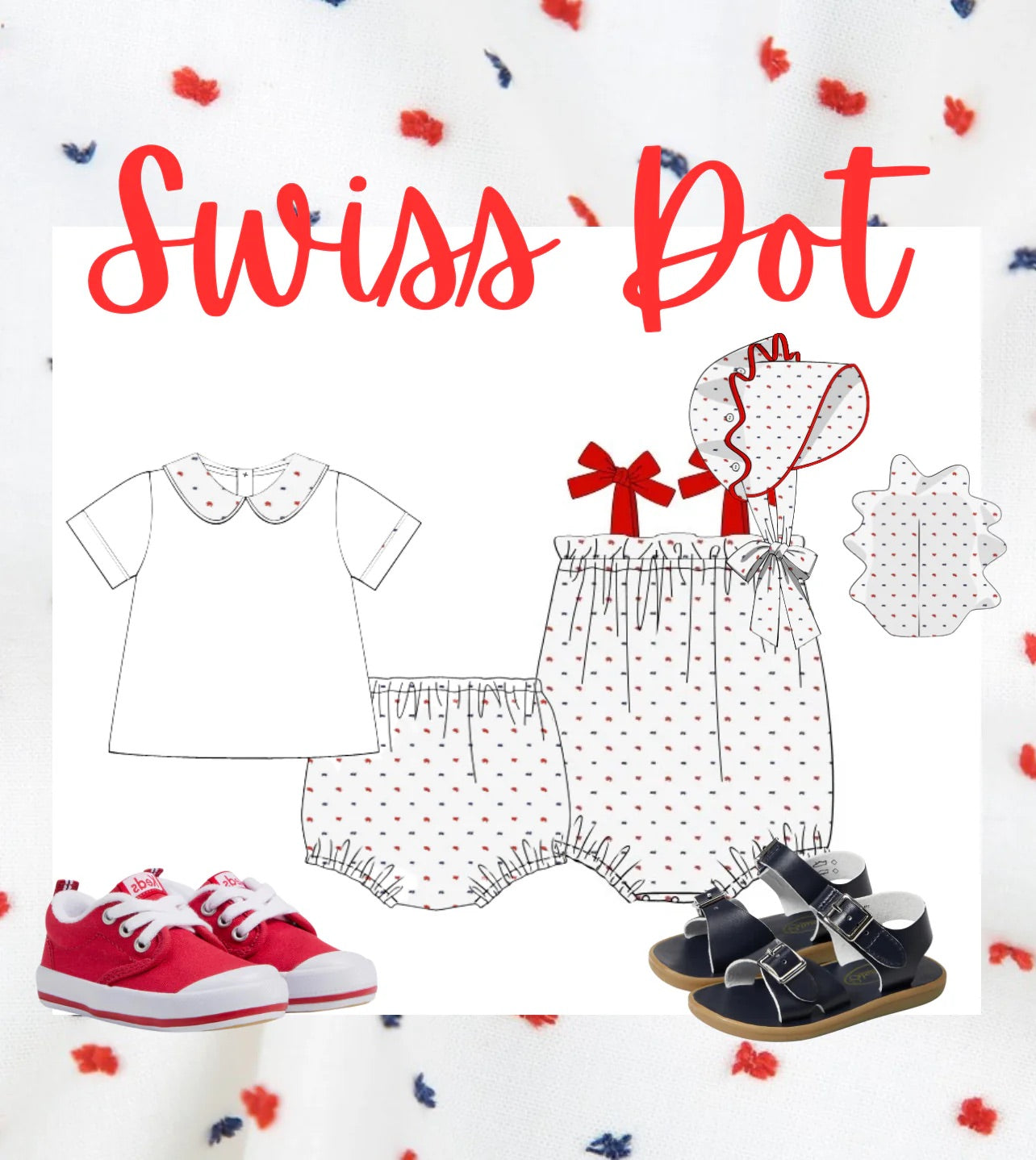 PATRIOTIC SWISS DOT DIAPER SET