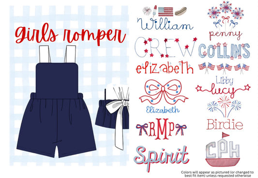 PATRIOTIC GIRLS ROMPER