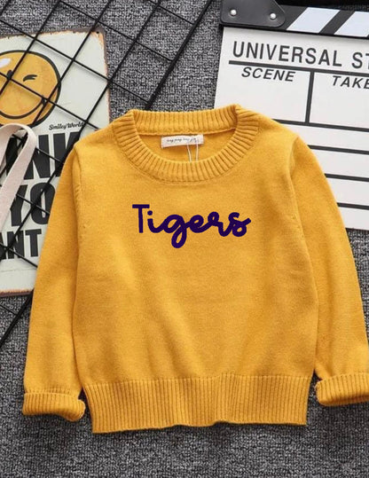 Knit embroidered sweaters